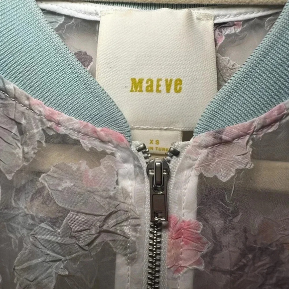 Anthropologie sheer embroidered floral jacket XS Maeve bomber - Picture 5 of 13